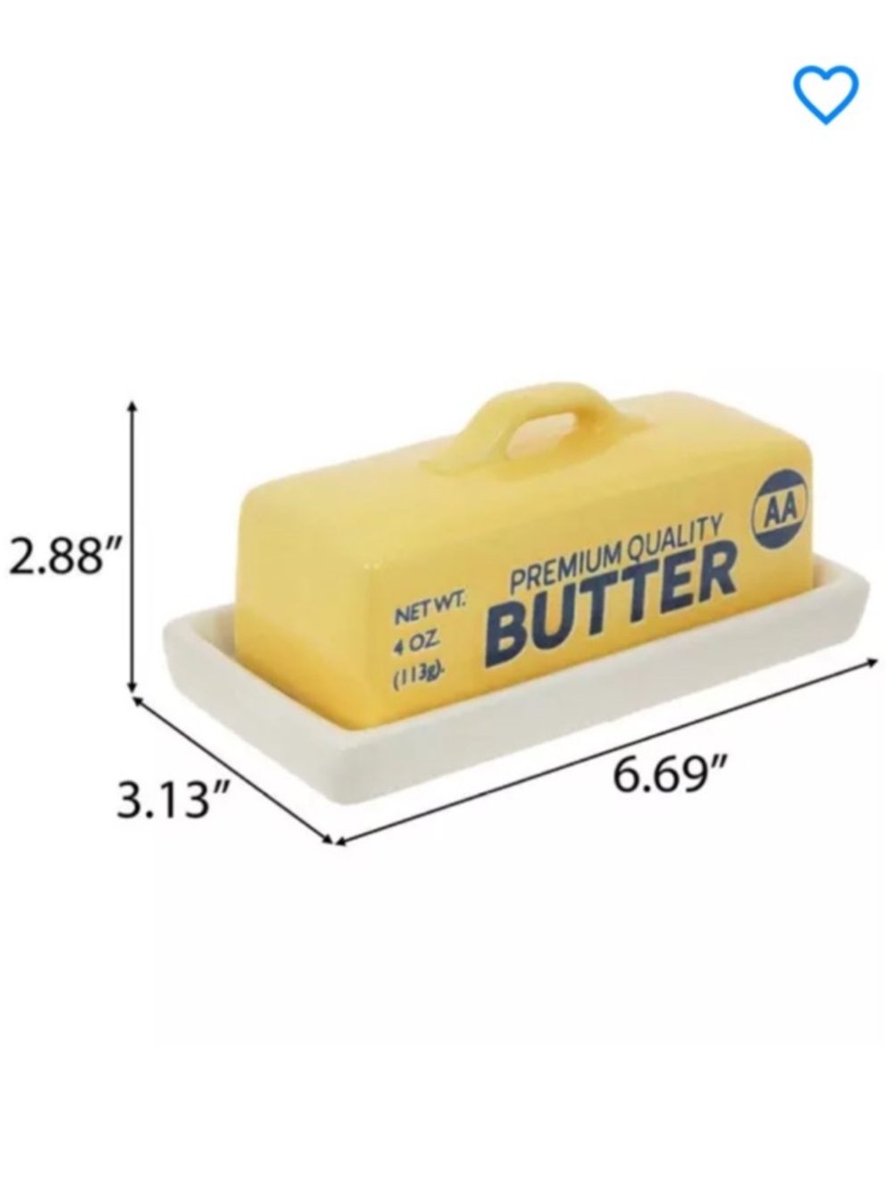 New! Retro Style Ceramic Yellow Butter Dish with White Base - Picture 2 of 6
